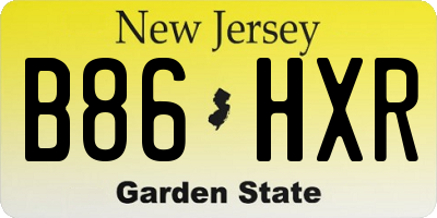 NJ license plate B86HXR