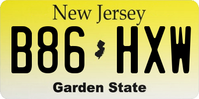 NJ license plate B86HXW