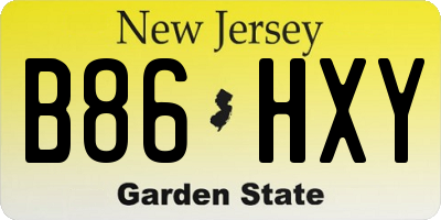 NJ license plate B86HXY