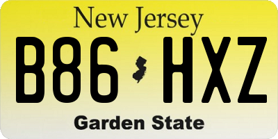 NJ license plate B86HXZ