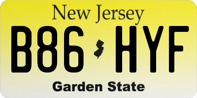 NJ license plate B86HYF