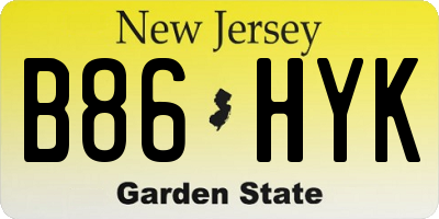 NJ license plate B86HYK
