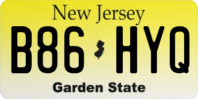 NJ license plate B86HYQ