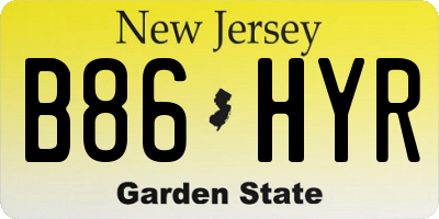 NJ license plate B86HYR