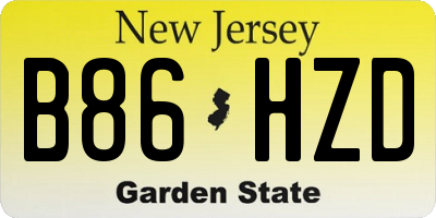 NJ license plate B86HZD