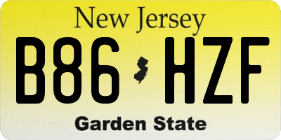 NJ license plate B86HZF
