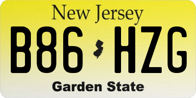 NJ license plate B86HZG