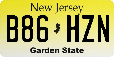 NJ license plate B86HZN