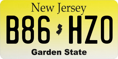 NJ license plate B86HZO