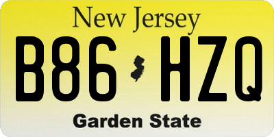NJ license plate B86HZQ