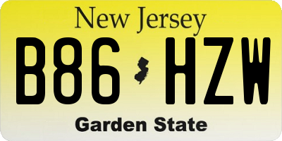 NJ license plate B86HZW