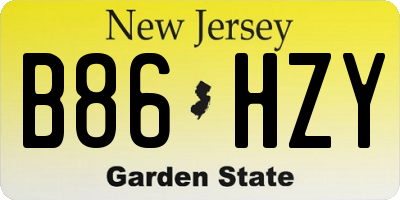 NJ license plate B86HZY
