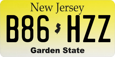 NJ license plate B86HZZ