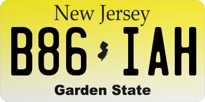 NJ license plate B86IAH