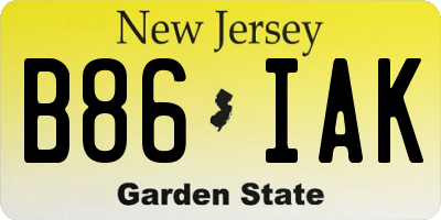 NJ license plate B86IAK