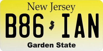 NJ license plate B86IAN