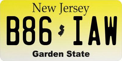 NJ license plate B86IAW