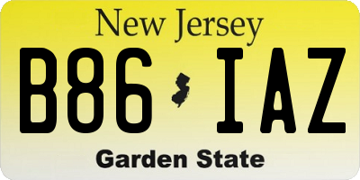 NJ license plate B86IAZ