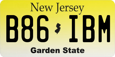 NJ license plate B86IBM