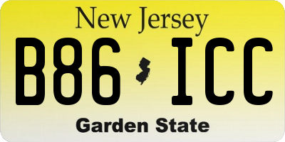 NJ license plate B86ICC