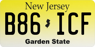 NJ license plate B86ICF