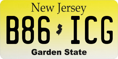 NJ license plate B86ICG