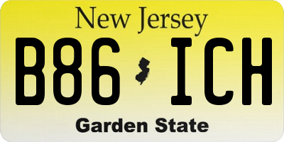 NJ license plate B86ICH