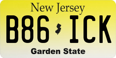 NJ license plate B86ICK