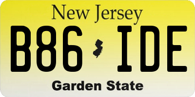 NJ license plate B86IDE