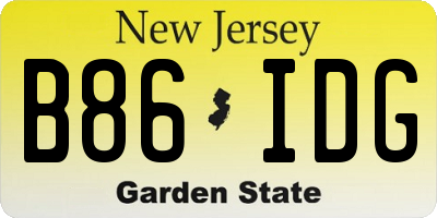 NJ license plate B86IDG