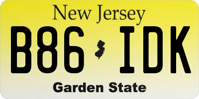 NJ license plate B86IDK