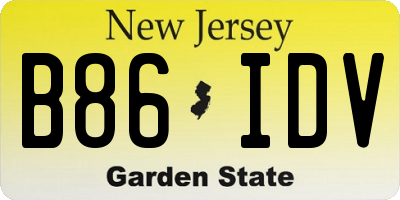 NJ license plate B86IDV