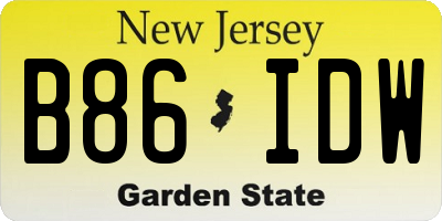 NJ license plate B86IDW