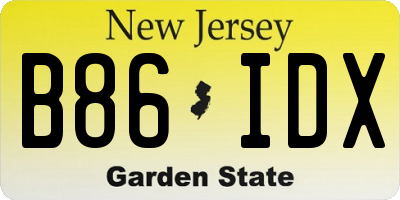NJ license plate B86IDX