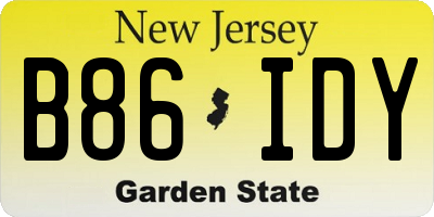 NJ license plate B86IDY
