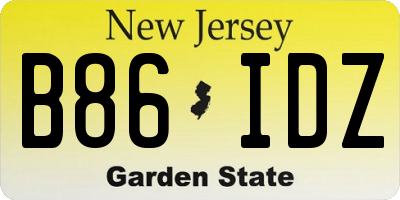 NJ license plate B86IDZ