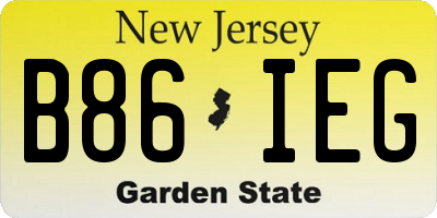 NJ license plate B86IEG
