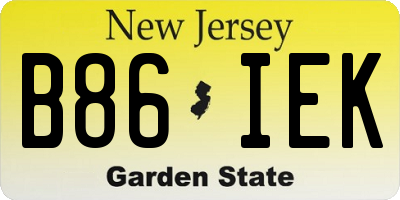 NJ license plate B86IEK