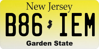 NJ license plate B86IEM