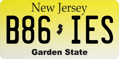 NJ license plate B86IES