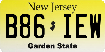NJ license plate B86IEW