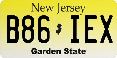 NJ license plate B86IEX