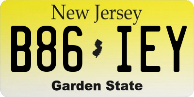 NJ license plate B86IEY