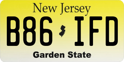 NJ license plate B86IFD