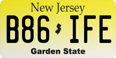 NJ license plate B86IFE