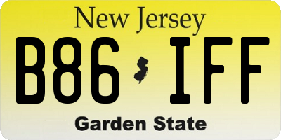 NJ license plate B86IFF