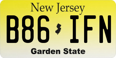 NJ license plate B86IFN
