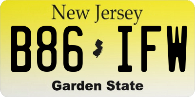 NJ license plate B86IFW