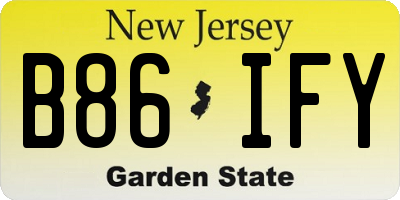 NJ license plate B86IFY