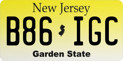 NJ license plate B86IGC